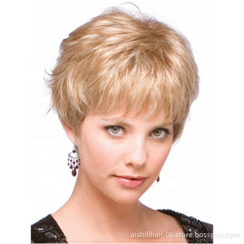 Aishili gold Short wigs natural straight wig for women Wholesale fashion wig